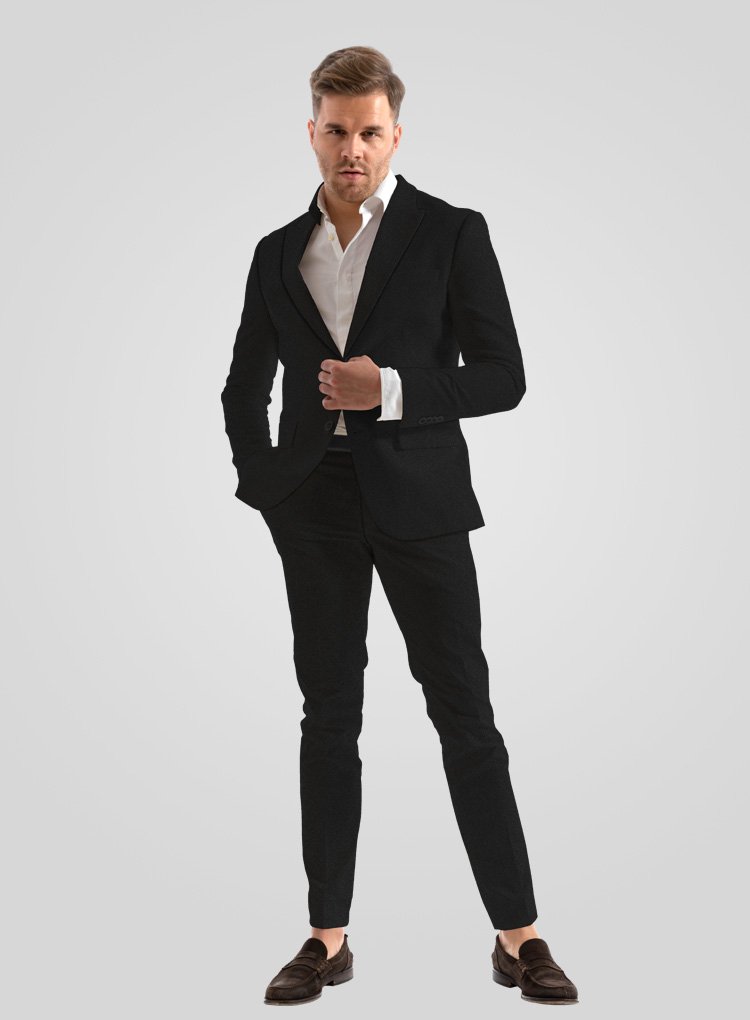 011 Refined Black Tweed Suit