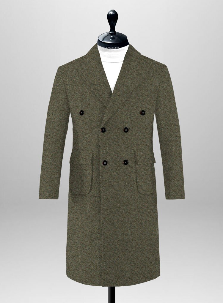 041 Muted Green Tweed Overcoat UK