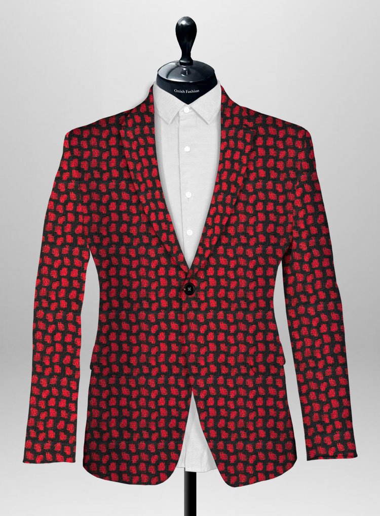053 Snazzy Red Honeycomb Tweed Jacket