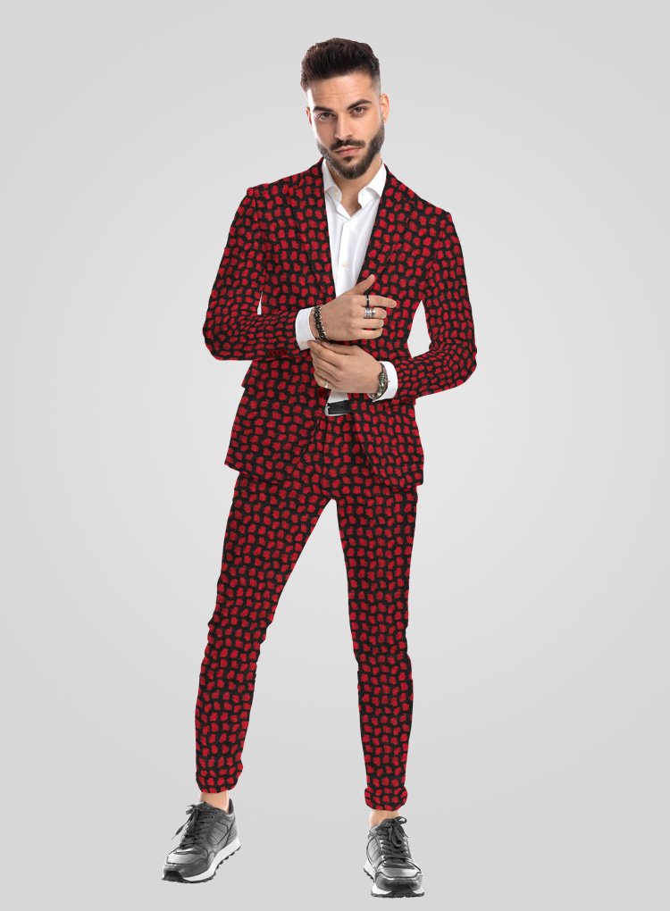 053 Snazzy Red Honeycomb Tweed Suit