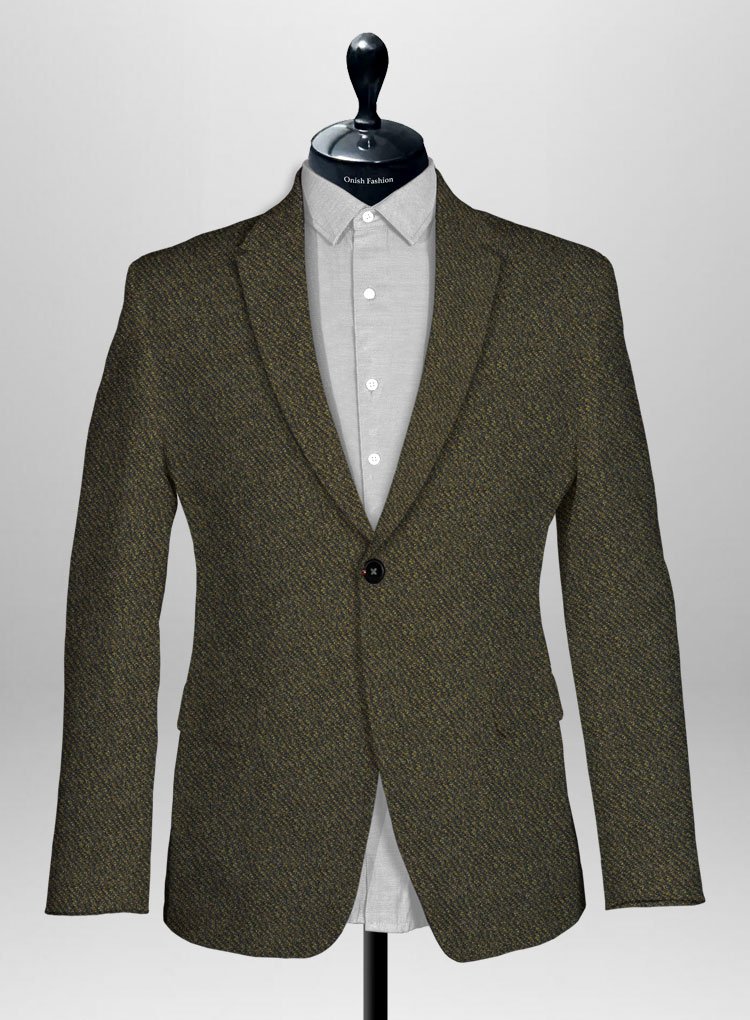 059 Time Worn Wide Olive Green Twill Tweed Jacket