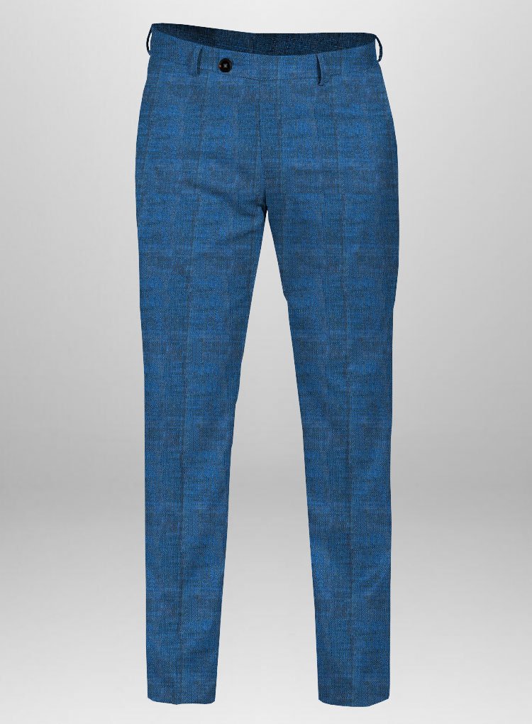 195 Edgy Azure Blue Linen Trousers
