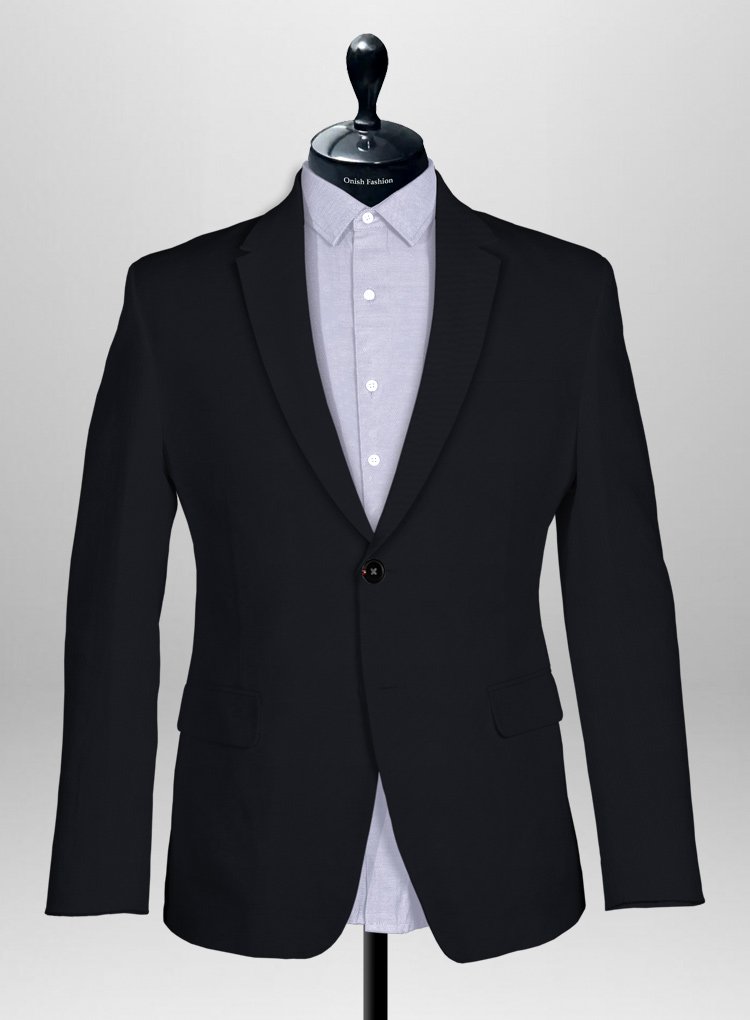 236 Midnight-toned Black Feather Cotton Canvas Stretch Jacket