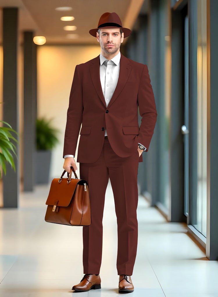 237 Sun Baked Rust Napoli Stretch Light Weight Cotton Suit