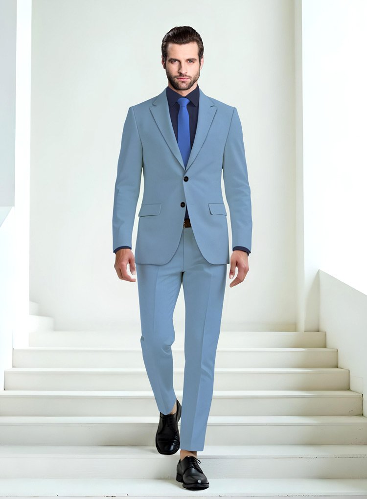 251 Misty Ice Blue Napoli Stretch Light Weight Cotton Suit