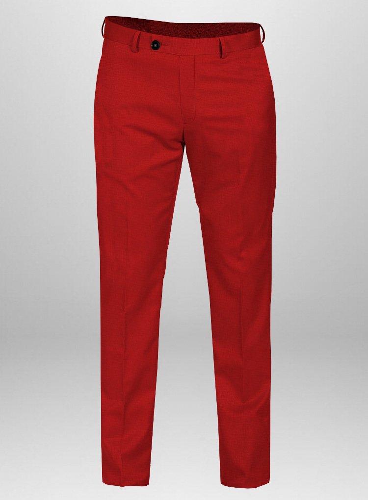 253 Striking Red Napoli Stretch Light Weight Cotton Trouser