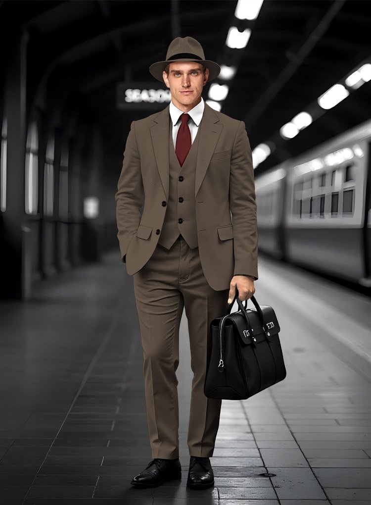 267 Versatile Italian Hunter Khaki Cotton Stretch Suit