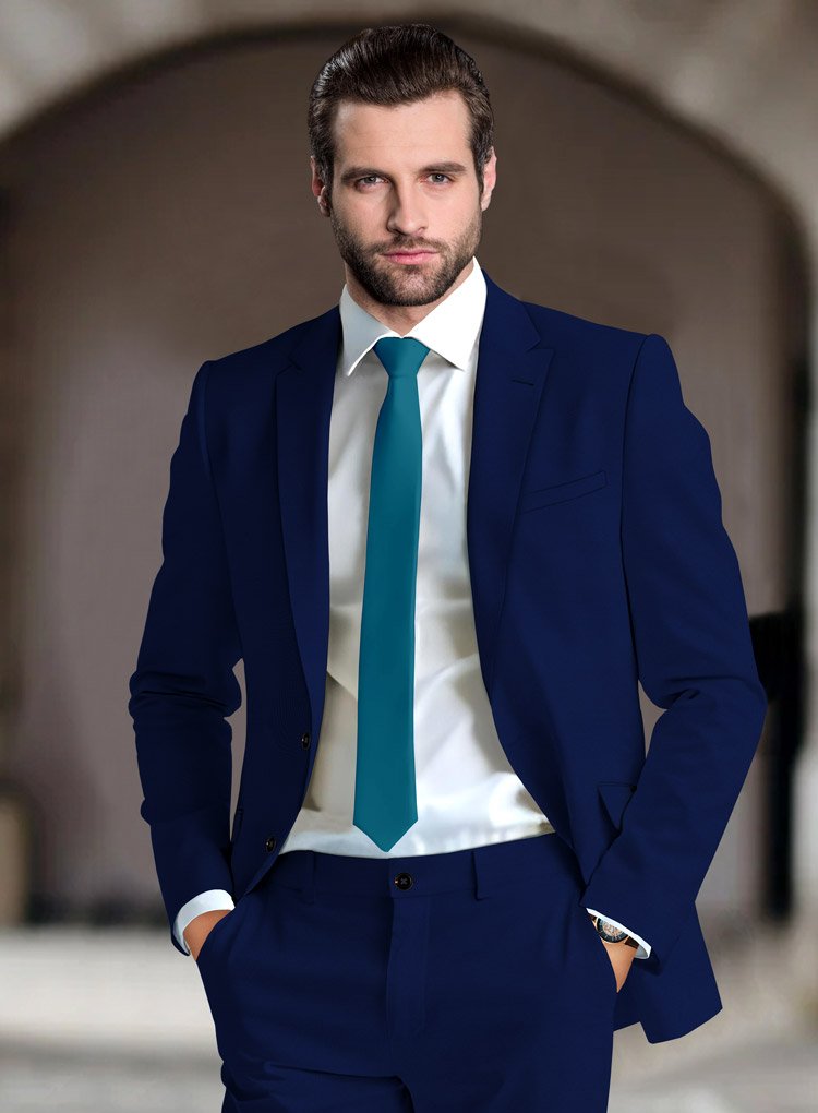 277 Luminous Italian Mirage Blue Cotton Stretch Suit