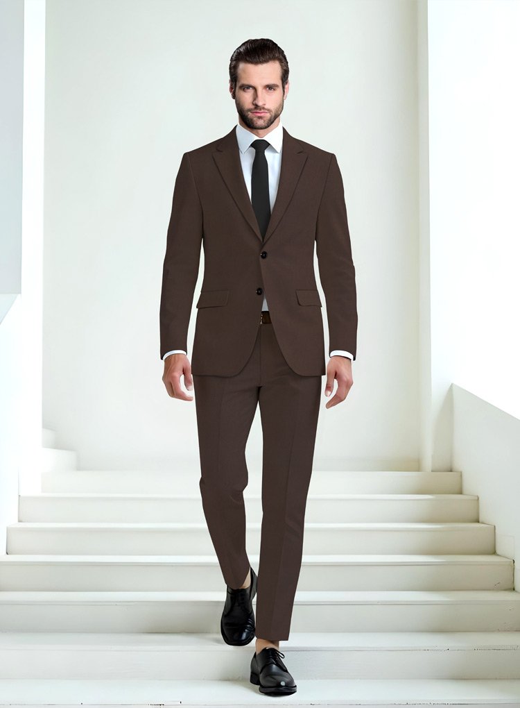 278 Coffee Toned Stretch Summer Brown Chino Suit